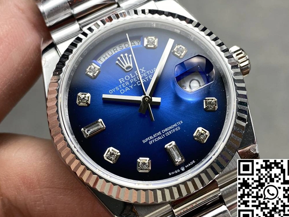 Day 128239-0023 Rolex Date 36mm Steel QF v5 Factory Blue Dial Tungsten 0312